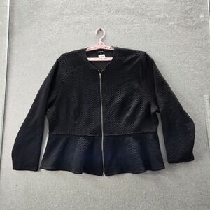 Torrid Women Jacket 5 Black Geometric Peplum Long Sleeve